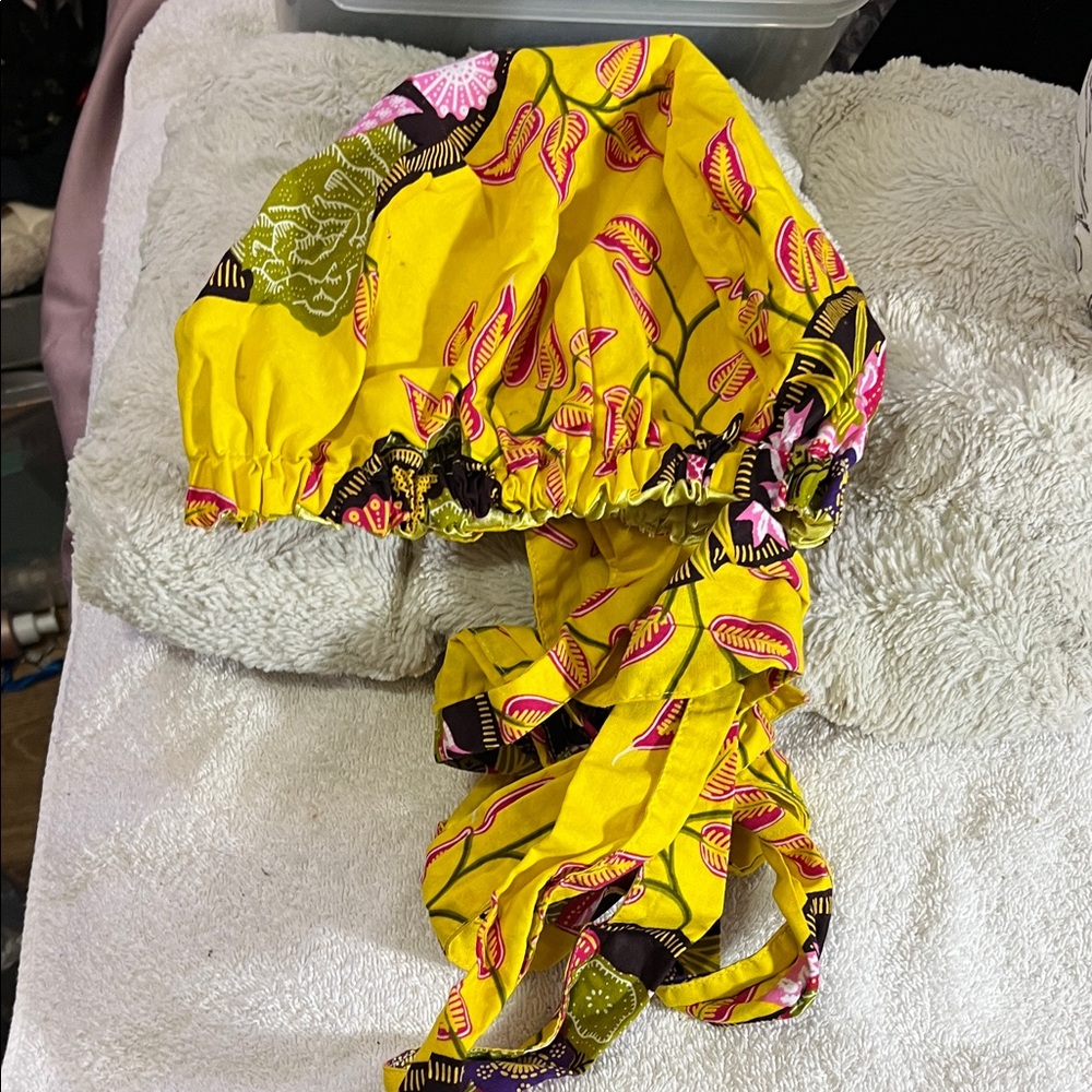 Vibrant Yellow Patterned Headwrap - image 8